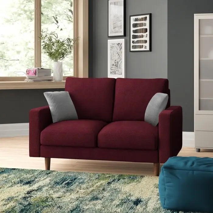 Divanetto in velluto con braccioli quadrati – 2 posti – Marrone / Blu scuro / Beige / Grigio / Borgogna