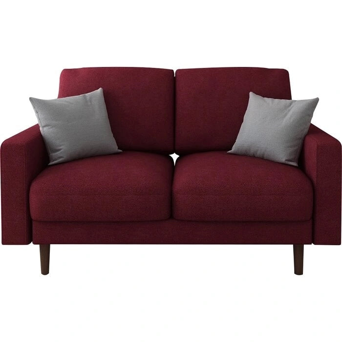 Divanetto in velluto con braccioli quadrati – 2 posti – Marrone / Blu scuro / Beige / Grigio / Borgogna