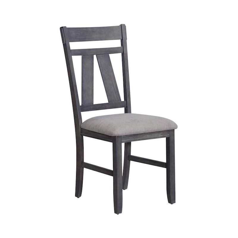 Sedia con schienale a doghe, espresso / grigio anticato, set da 2