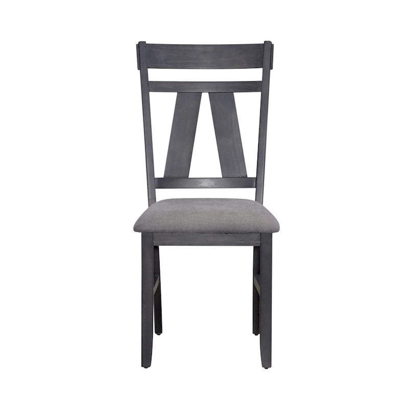 Sedia con schienale a doghe, espresso / grigio anticato, set da 2