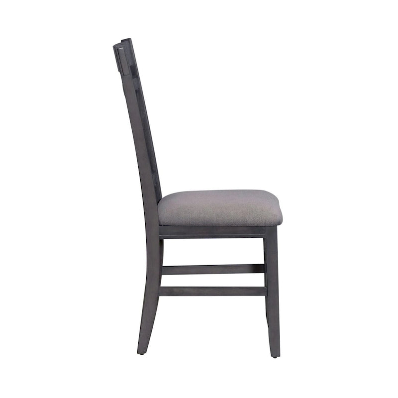 Sedia con schienale a doghe, espresso / grigio anticato, set da 2