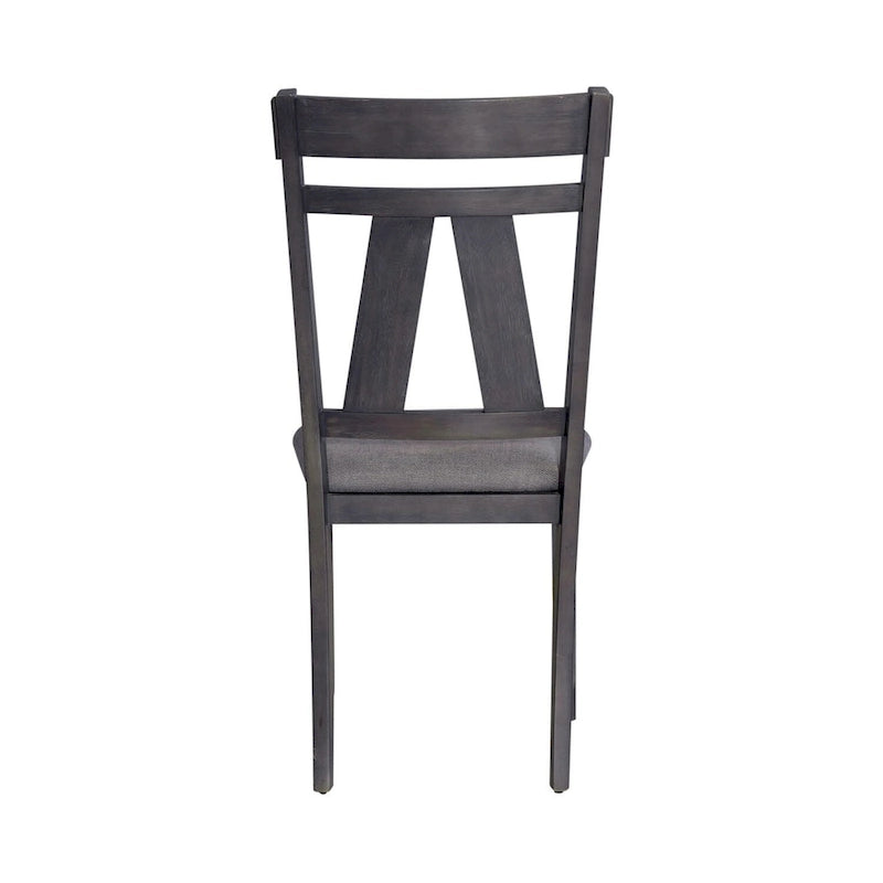 Sedia con schienale a doghe, espresso / grigio anticato, set da 2