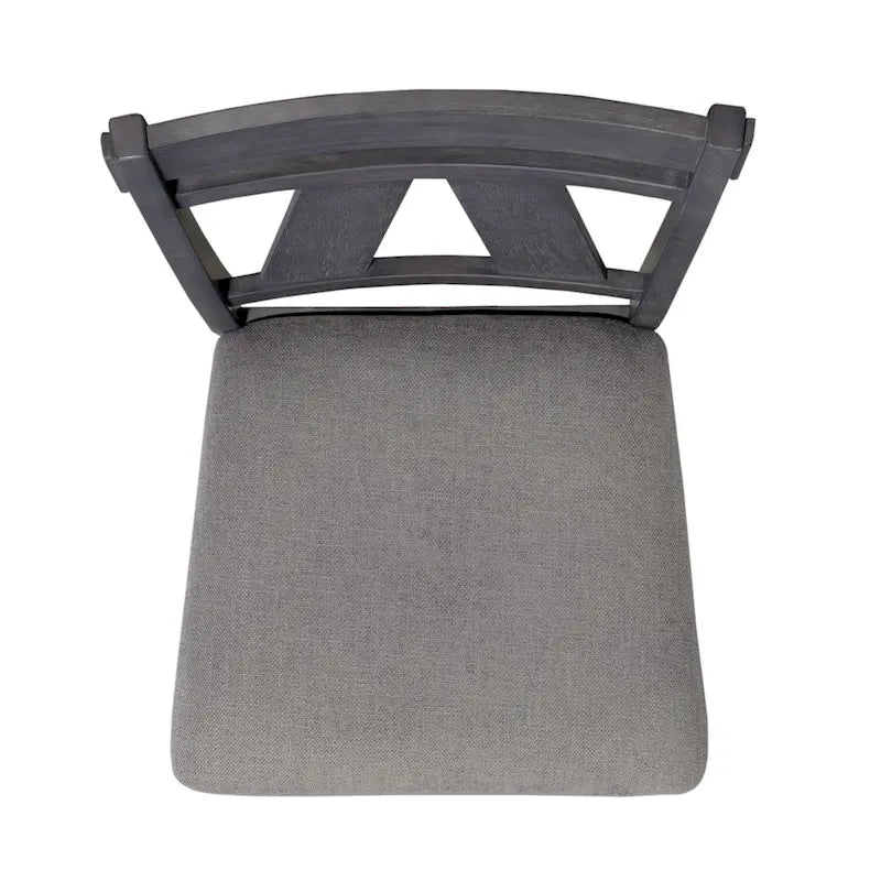 Sedia con schienale a doghe, espresso / grigio anticato, set da 2