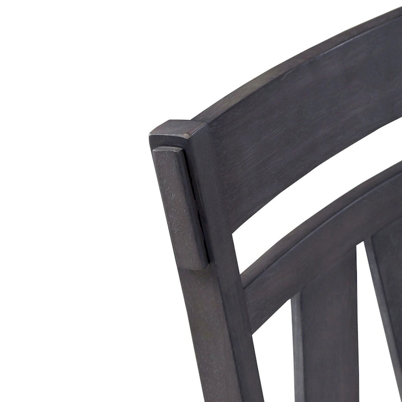 Sedia con schienale a doghe, espresso / grigio anticato, set da 2