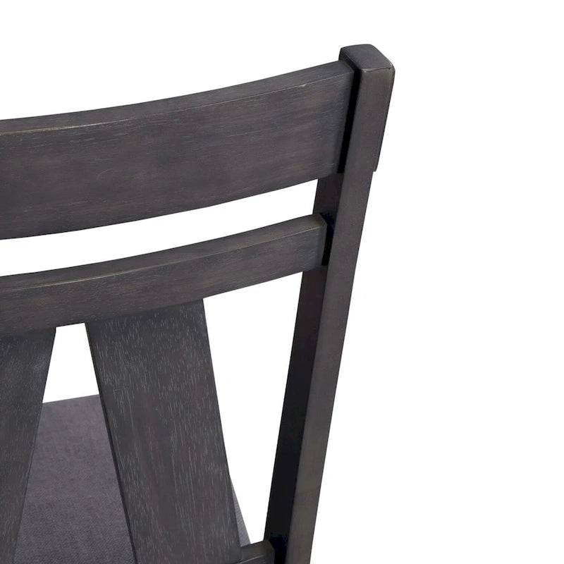 Sedia con schienale a doghe, espresso / grigio anticato, set da 2
