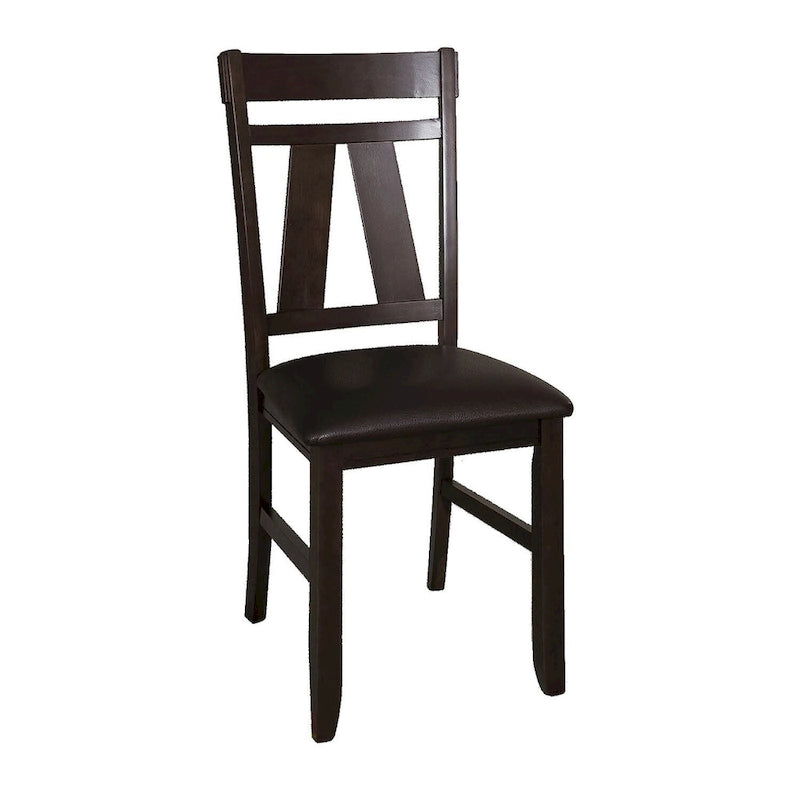 Sedia con schienale a doghe, espresso / grigio anticato, set da 2