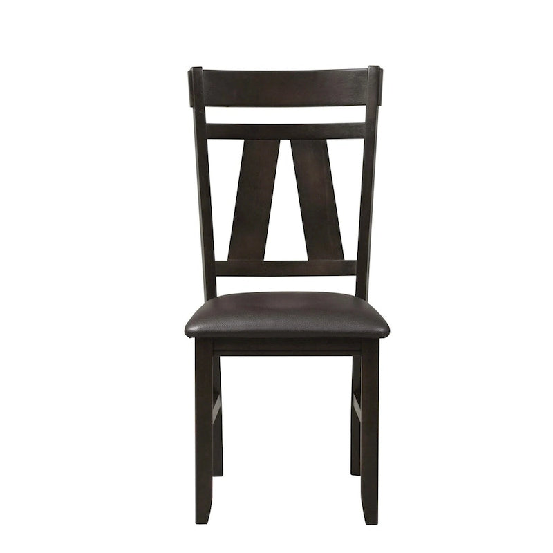 Sedia con schienale a doghe, espresso / grigio anticato, set da 2
