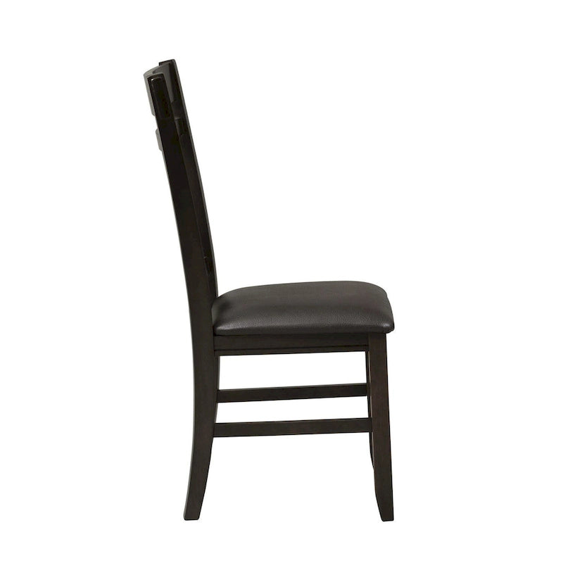 Sedia con schienale a doghe, espresso / grigio anticato, set da 2