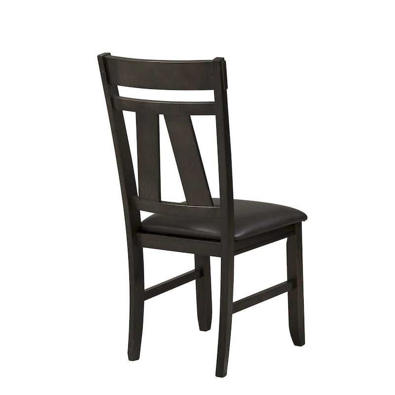 Sedia con schienale a doghe, espresso / grigio anticato, set da 2