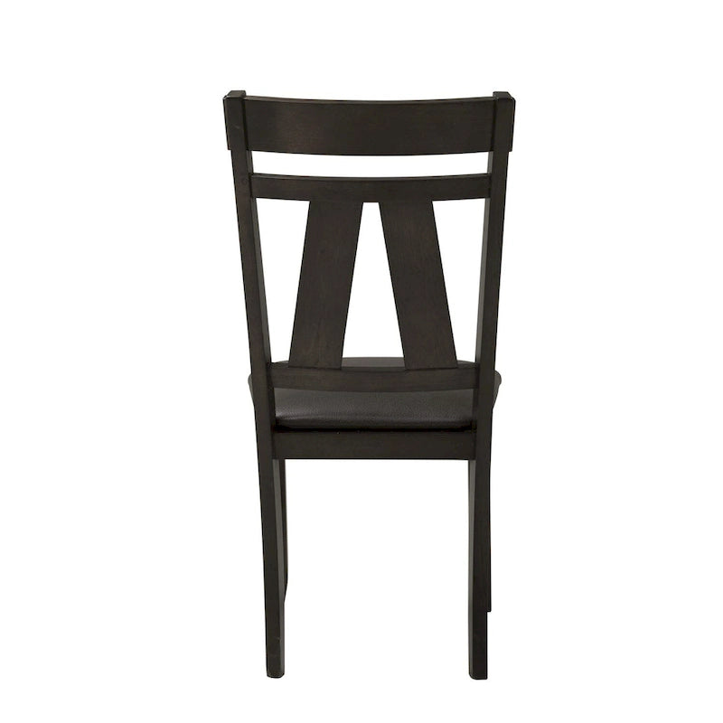 Sedia con schienale a doghe, espresso / grigio anticato, set da 2