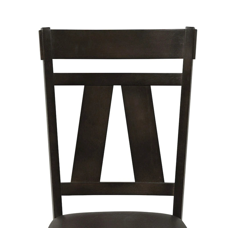 Sedia con schienale a doghe, espresso / grigio anticato, set da 2