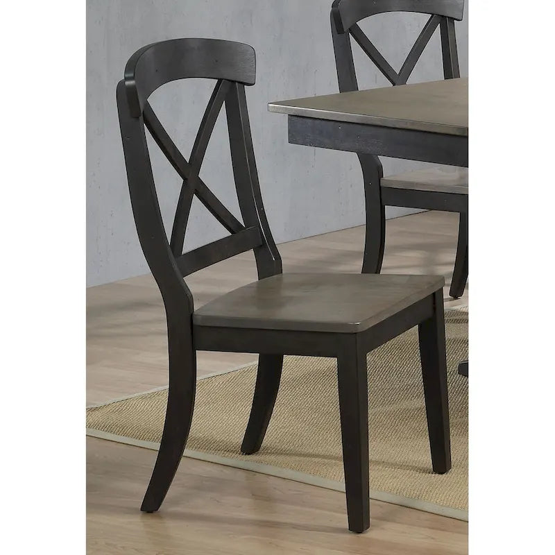 Set da pranzo 7 pezzi Black/Grey con schienale a X, 6-8 posti