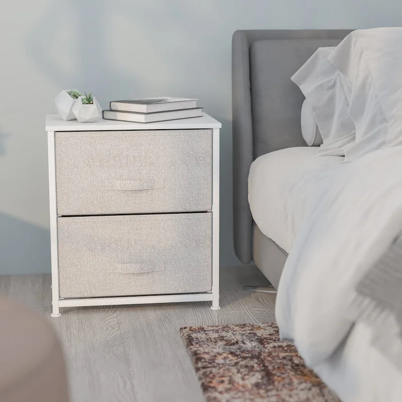 Mobiletto a 2 cassetti nero/grigio e bianco/grigio – Cassetti in tessuto, ripiano in legno, montaggio con 1 persona