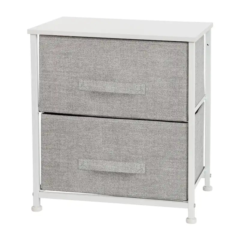 Mobiletto a 2 cassetti nero/grigio e bianco/grigio – Cassetti in tessuto, ripiano in legno, montaggio con 1 persona