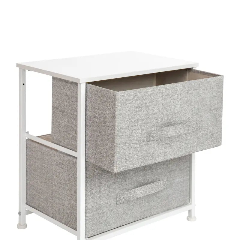 Mobiletto a 2 cassetti nero/grigio e bianco/grigio – Cassetti in tessuto, ripiano in legno, montaggio con 1 persona