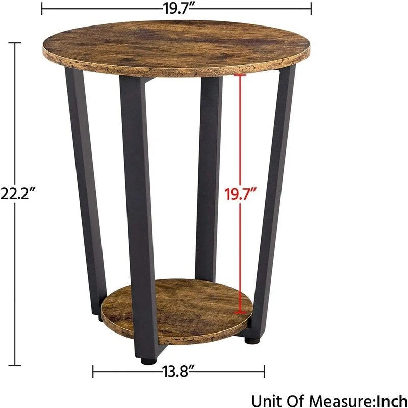 Tavolino da salotto marrone rustico a 2 ripiani, set da 2, piano in legno, 50 x 50 x 56,5 cm