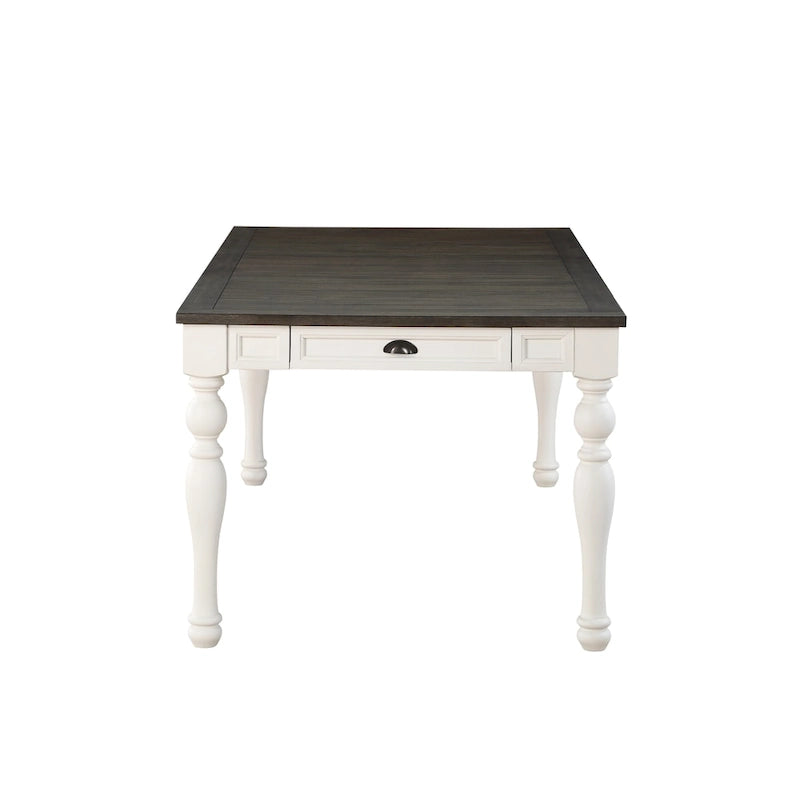 Tavolo da Pranzo Stile Rustico Bicolore Rovere Scuro e Bianco Morbido, Rettangolare, 6 Posti