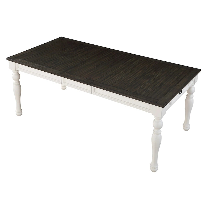 Tavolo da Pranzo Stile Rustico Bicolore Rovere Scuro e Bianco Morbido, Rettangolare, 6 Posti