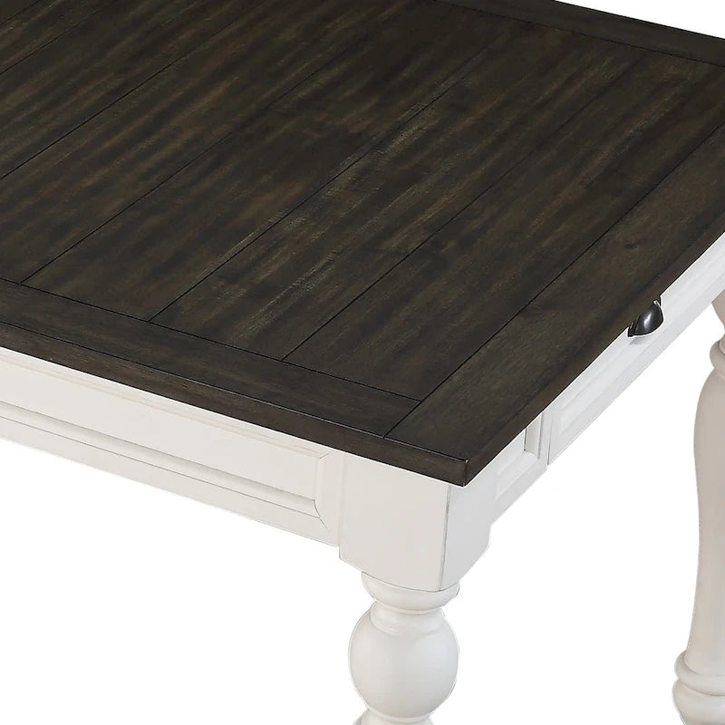 Tavolo da Pranzo Stile Rustico Bicolore Rovere Scuro e Bianco Morbido, Rettangolare, 6 Posti