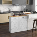 Isola da Cucina Bianca con Rotelle e Piano a Scomparsa, Top in Legno, Portatile