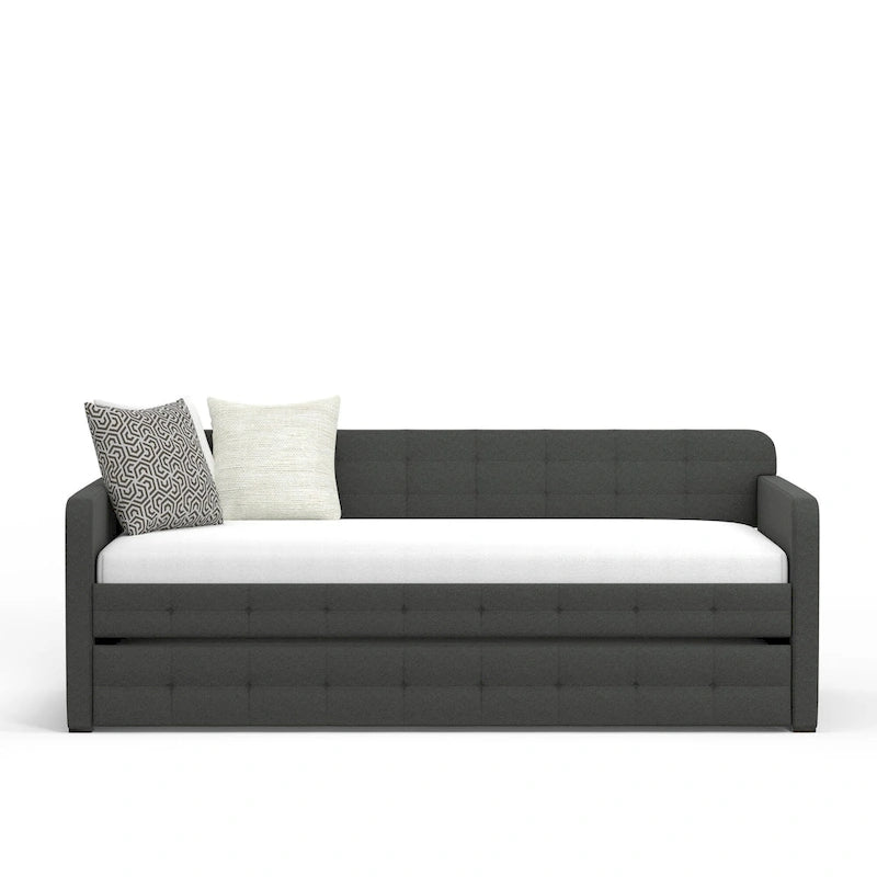 Letto Divano Trapuntato Beige / Pietra / Grigio con Letto Estraibile – Matrimoniale, Posti a Sedere e Posti Letto per 2
