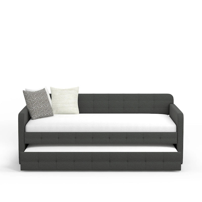Letto Divano Trapuntato Beige / Pietra / Grigio con Letto Estraibile – Matrimoniale, Posti a Sedere e Posti Letto per 2