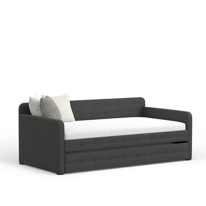 Letto Divano Trapuntato Beige / Pietra / Grigio con Letto Estraibile – Matrimoniale, Posti a Sedere e Posti Letto per 2