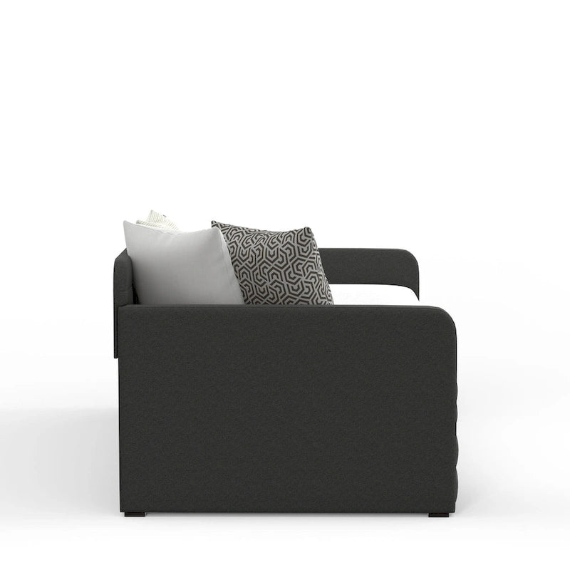 Letto Divano Trapuntato Beige / Pietra / Grigio con Letto Estraibile – Matrimoniale, Posti a Sedere e Posti Letto per 2