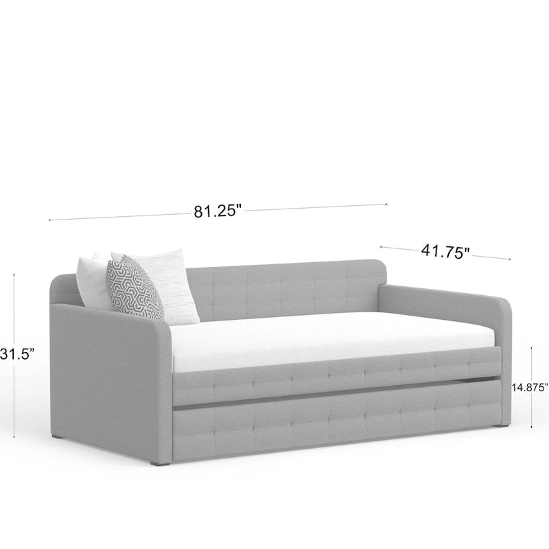 Letto Divano Trapuntato Beige / Pietra / Grigio con Letto Estraibile – Matrimoniale, Posti a Sedere e Posti Letto per 2