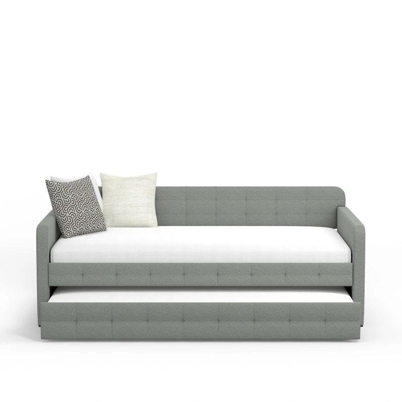 Letto Divano Trapuntato Beige / Pietra / Grigio con Letto Estraibile – Matrimoniale, Posti a Sedere e Posti Letto per 2