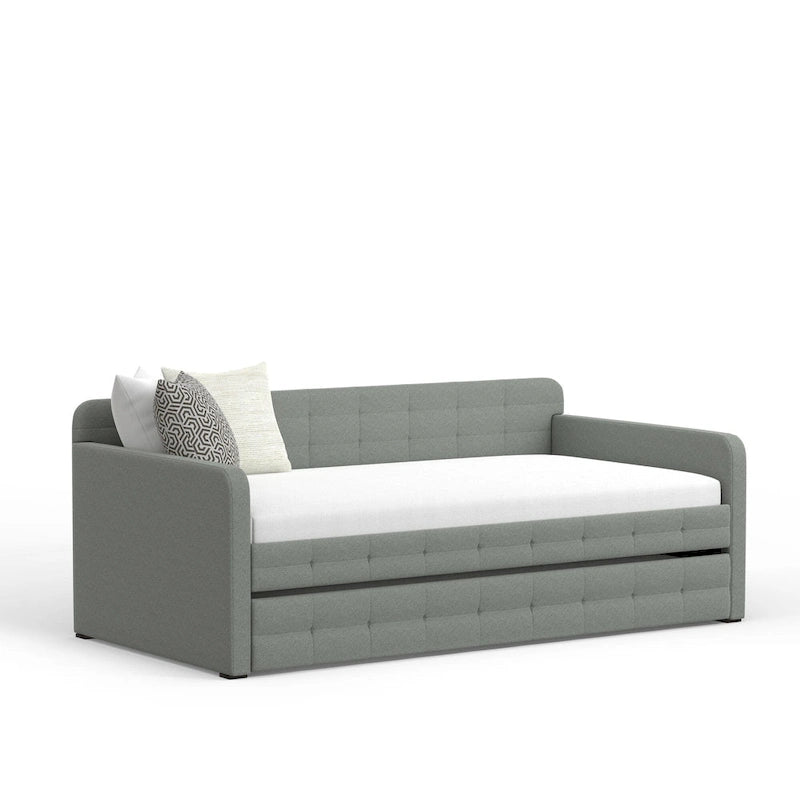 Letto Divano Trapuntato Beige / Pietra / Grigio con Letto Estraibile – Matrimoniale, Posti a Sedere e Posti Letto per 2