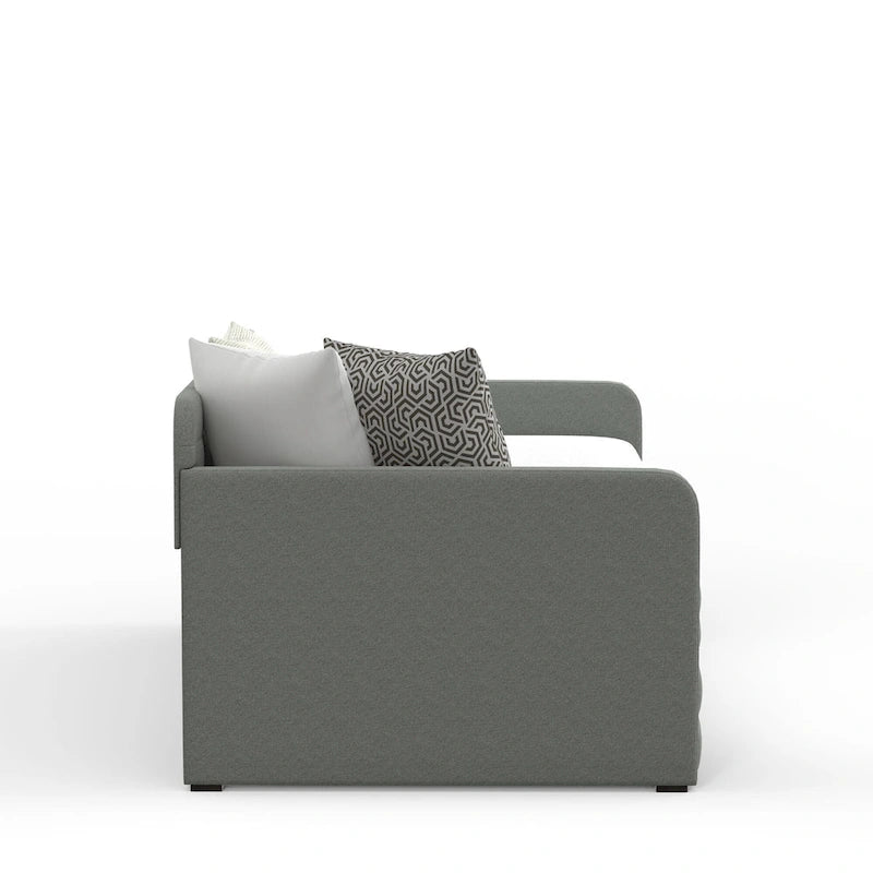 Letto Divano Trapuntato Beige / Pietra / Grigio con Letto Estraibile – Matrimoniale, Posti a Sedere e Posti Letto per 2