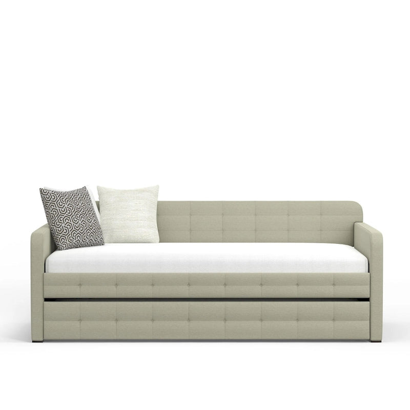 Letto Divano Trapuntato Beige / Pietra / Grigio con Letto Estraibile – Matrimoniale, Posti a Sedere e Posti Letto per 2