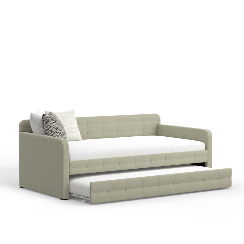 Letto Divano Trapuntato Beige / Pietra / Grigio con Letto Estraibile – Matrimoniale, Posti a Sedere e Posti Letto per 2