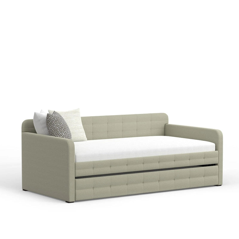 Letto Divano Trapuntato Beige / Pietra / Grigio con Letto Estraibile – Matrimoniale, Posti a Sedere e Posti Letto per 2