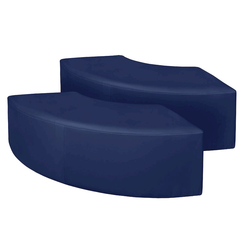 Nero / Verde invidia / Verde ottanio / Grigio / Blu notte – Pouf semicircolare curvo, set da 2