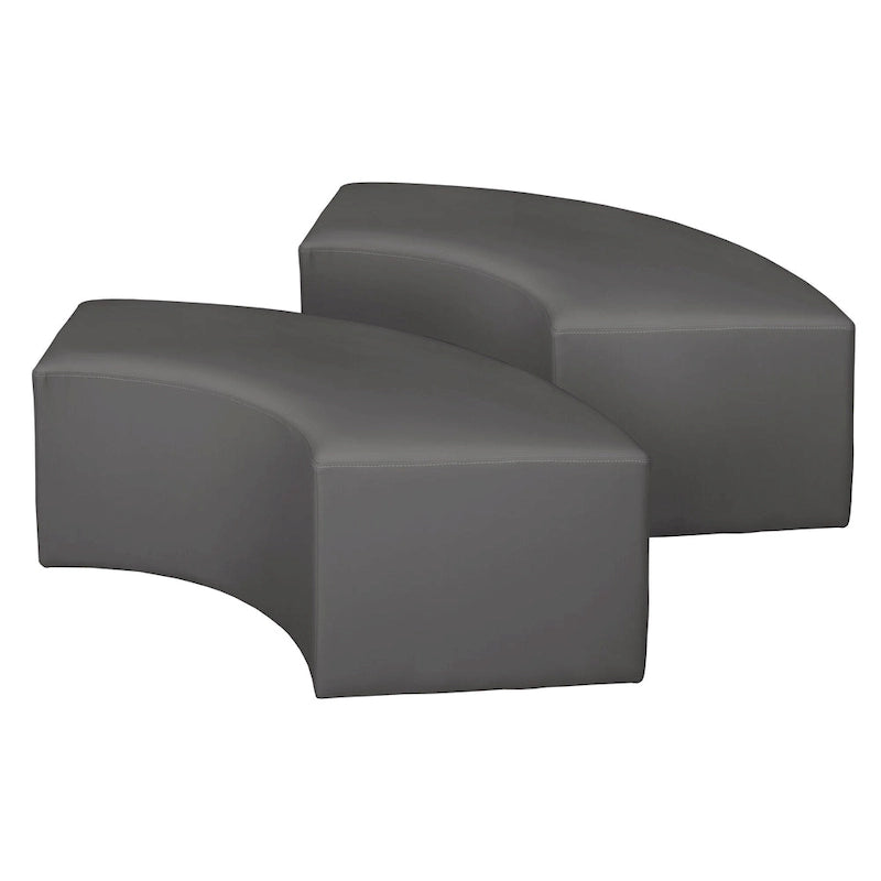 Nero / Verde invidia / Verde ottanio / Grigio / Blu notte – Pouf semicircolare curvo, set da 2