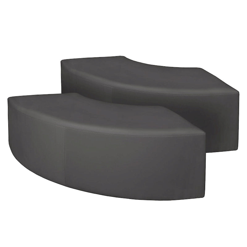 Nero / Verde invidia / Verde ottanio / Grigio / Blu notte – Pouf semicircolare curvo, set da 2