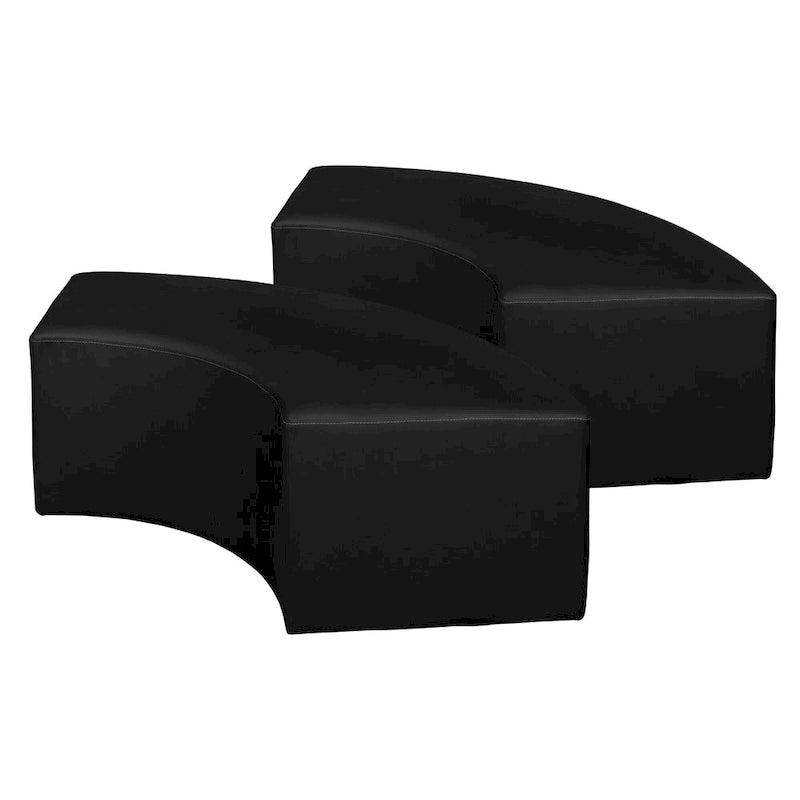 Nero / Verde invidia / Verde ottanio / Grigio / Blu notte – Pouf semicircolare curvo, set da 2