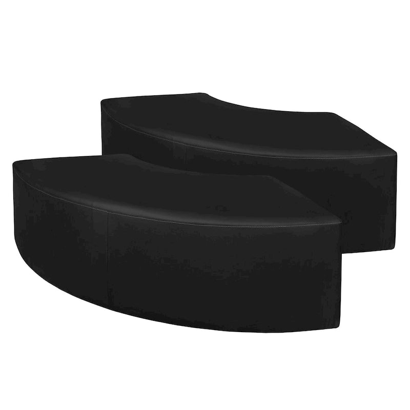 Nero / Verde invidia / Verde ottanio / Grigio / Blu notte – Pouf semicircolare curvo, set da 2