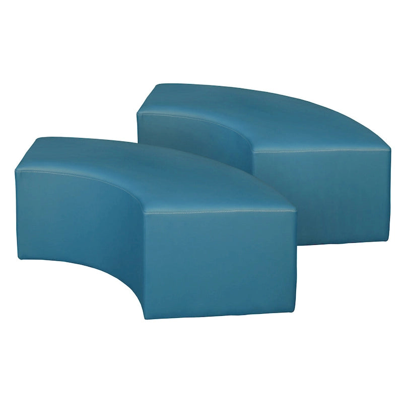 Nero / Verde invidia / Verde ottanio / Grigio / Blu notte – Pouf semicircolare curvo, set da 2