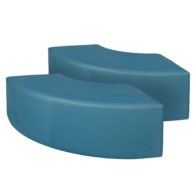 Nero / Verde invidia / Verde ottanio / Grigio / Blu notte – Pouf semicircolare curvo, set da 2