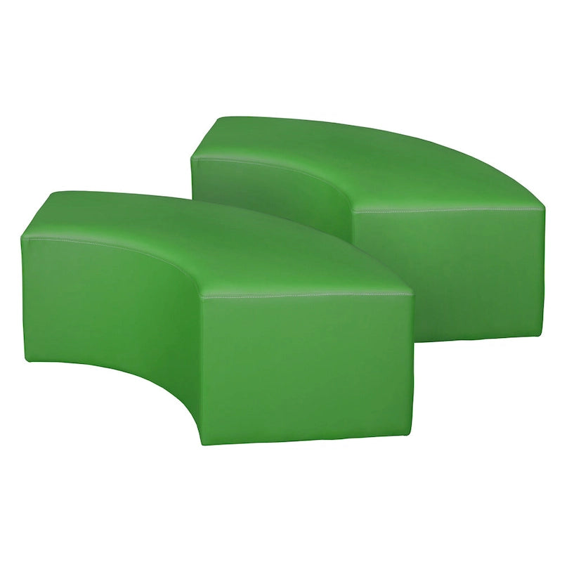 Nero / Verde invidia / Verde ottanio / Grigio / Blu notte – Pouf semicircolare curvo, set da 2