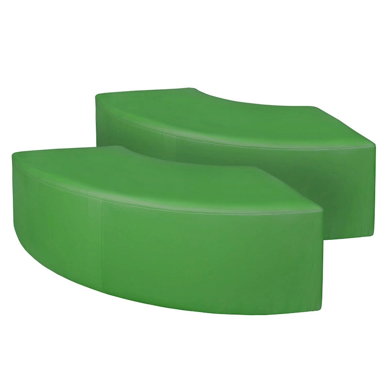 Nero / Verde invidia / Verde ottanio / Grigio / Blu notte – Pouf semicircolare curvo, set da 2