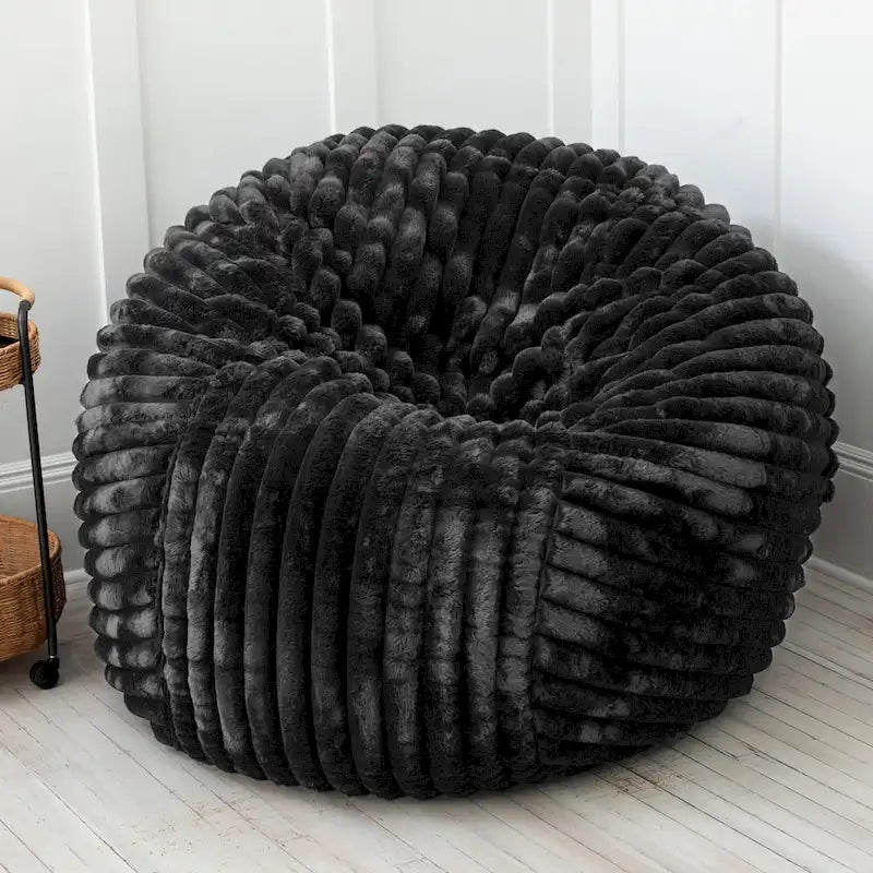Poltrona sacco in finta pelliccia, 150 cm – Nera / Blu notte / Grigia / Avorio, 1–2 posti
