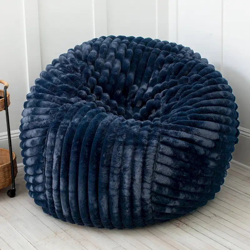 Poltrona sacco in finta pelliccia, 150 cm – Nera / Blu notte / Grigia / Avorio, 1–2 posti