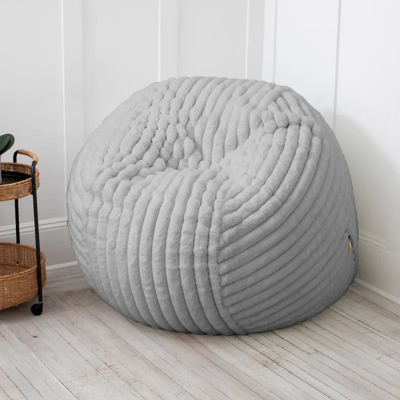 Poltrona sacco in finta pelliccia, 150 cm – Nera / Blu notte / Grigia / Avorio, 1–2 posti