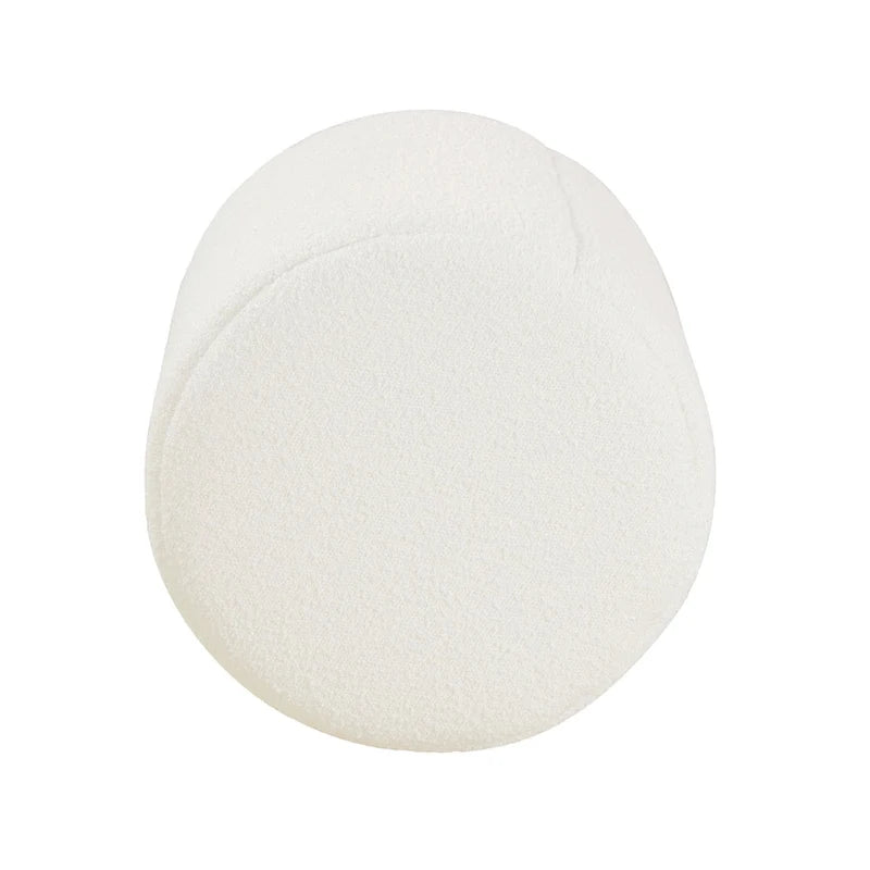 Poggiapiedi rotondo con canali in ecopelle color caramello e bouclé bianco crema – Posto singolo