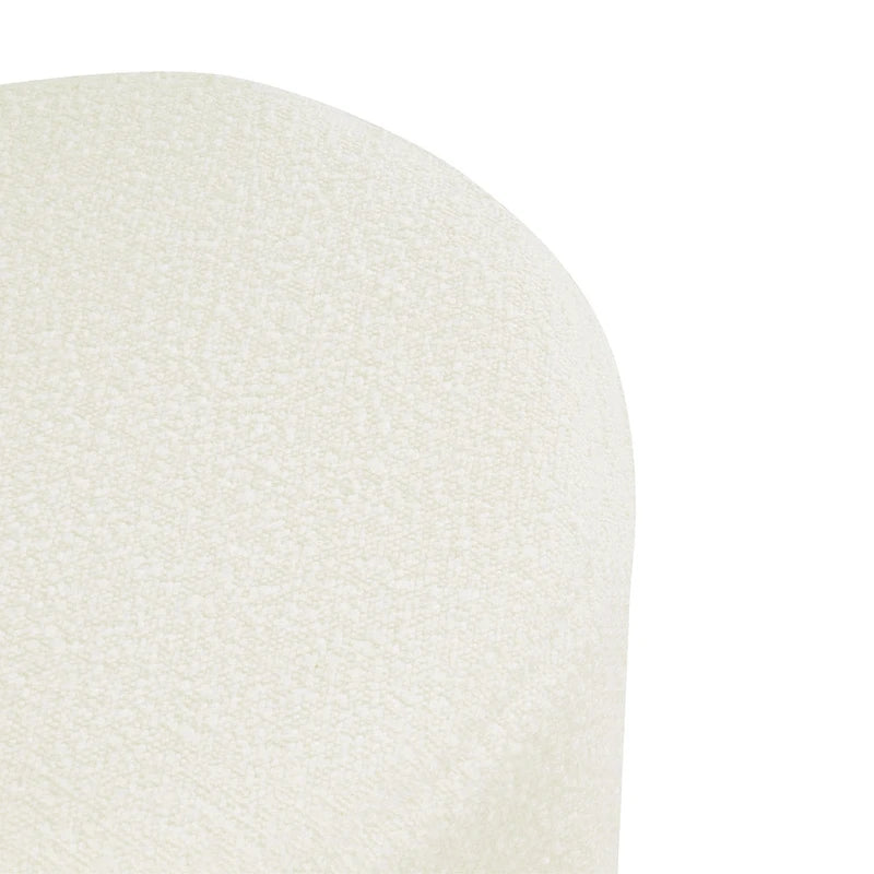 Poggiapiedi rotondo con canali in ecopelle color caramello e bouclé bianco crema – Posto singolo