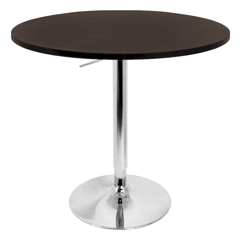 Tavolo da bar rotondo regolabile da 27" – Nero/Bianco/Marrone/Noce, base cromata/nera, 2 posti